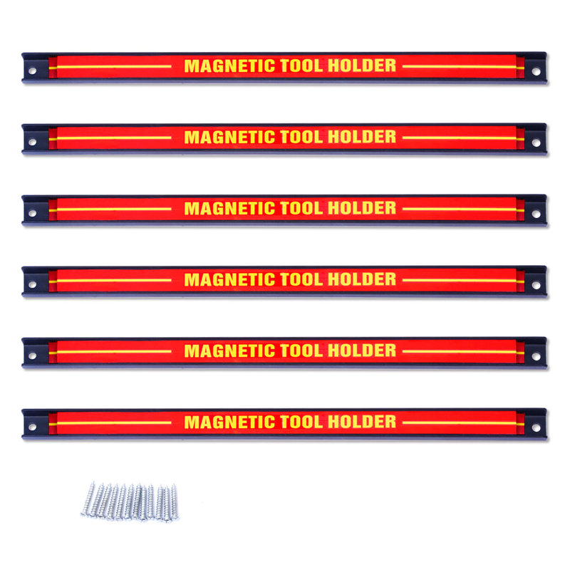Set of 6 Magnetic Tool Strip Holder Garage Rail Wall Mounted Bits Storage Rack