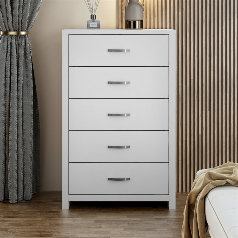 Aimaan 5 Drawer 29.6"W Dresser, White