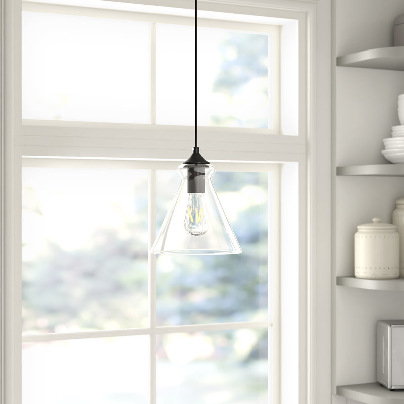 Luminaire suspendu conique à 1 lumière Inola, Noir