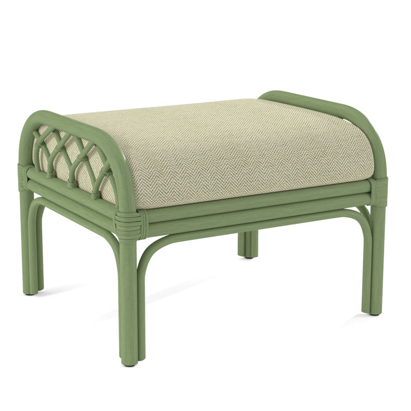 Edgewater Ottoman, Celery, White Performance Fabric; 0851-94