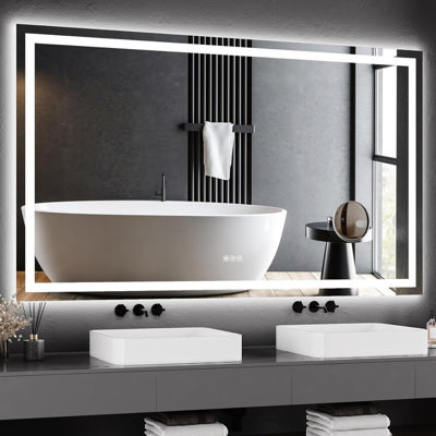 Miroir de salle de bain à DEL avec lumières, miroir de salle de bain intelligent antibuée à intensité variable