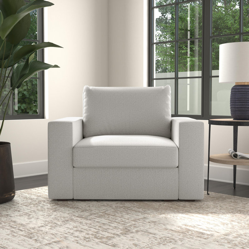 Flex 49" Polyester Modular Wide Arm Armchair, Flex Gray Polyester Blend, 34" H x 49" W x 37" D