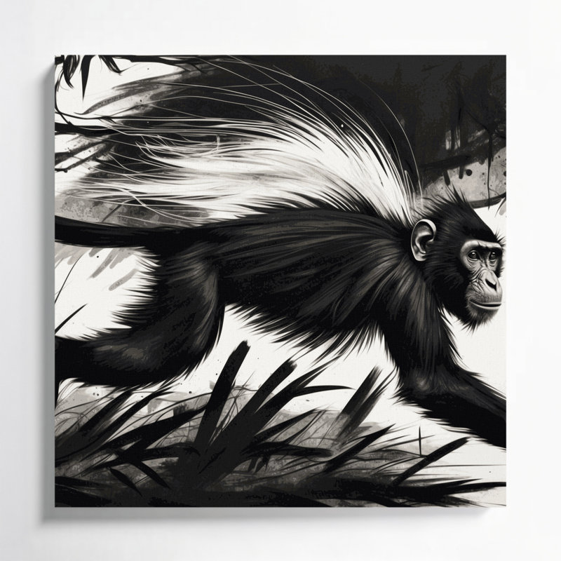 Art animalier sur toile noir, H 12 po x l 12 po