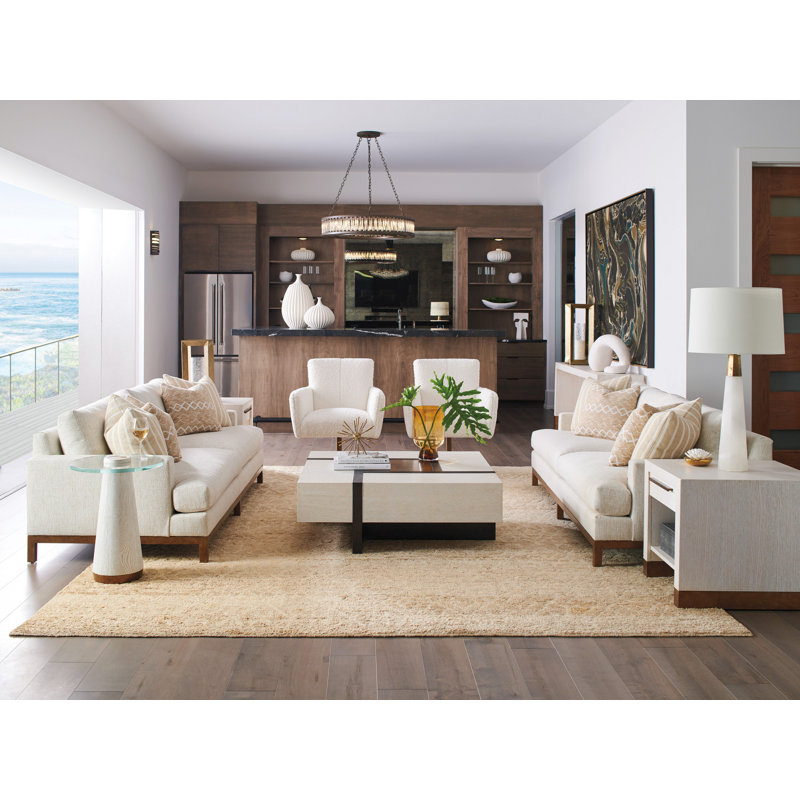 Castlewood Cream Round Wood & Glass Accent Table