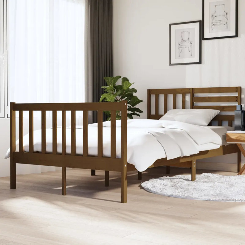 Bed Frame Solid Wood, Brown, European Double (166 x 200cm)