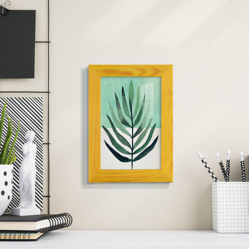 Verging Palm III, encadré sur papier, L 4 po x H 6 po x P 1 po, Cadre jaune