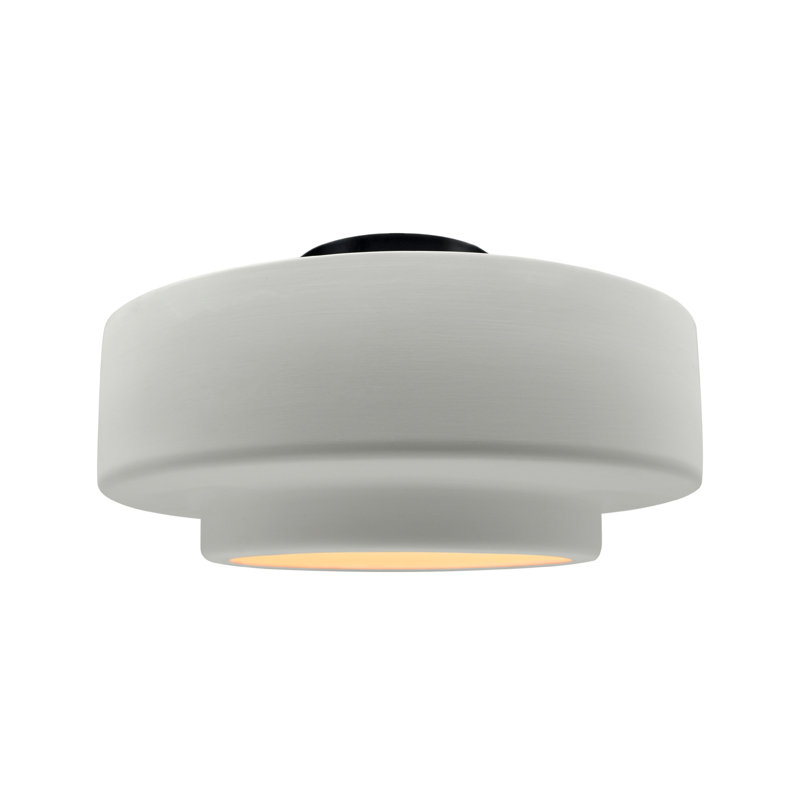 Plafonnier semi-encastré Radiance, H 8 po x l 16,5 po x P 16,5 po, Blanc mat, Noir mat