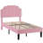 Twin Size Pink Velvet Platform Bed with Nailhead Trim Headboard, Upholstered Bed Frame No Box Spring Needed, Modern Blush Pink Bed for Bedroom-2101124067-2101124066