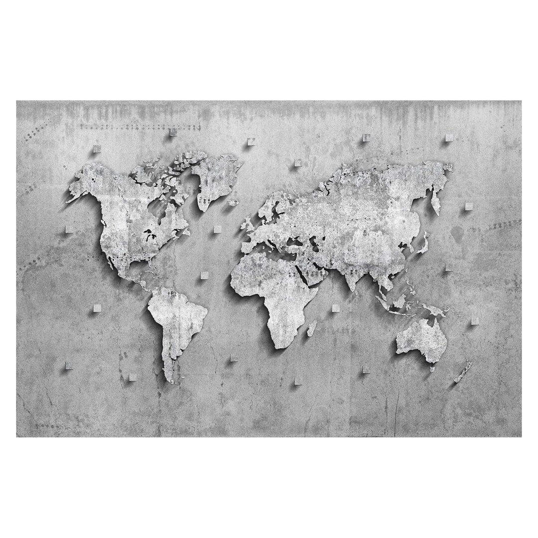 Strukturierte Tapete Concrete World Map 2,25 m x 336 cm