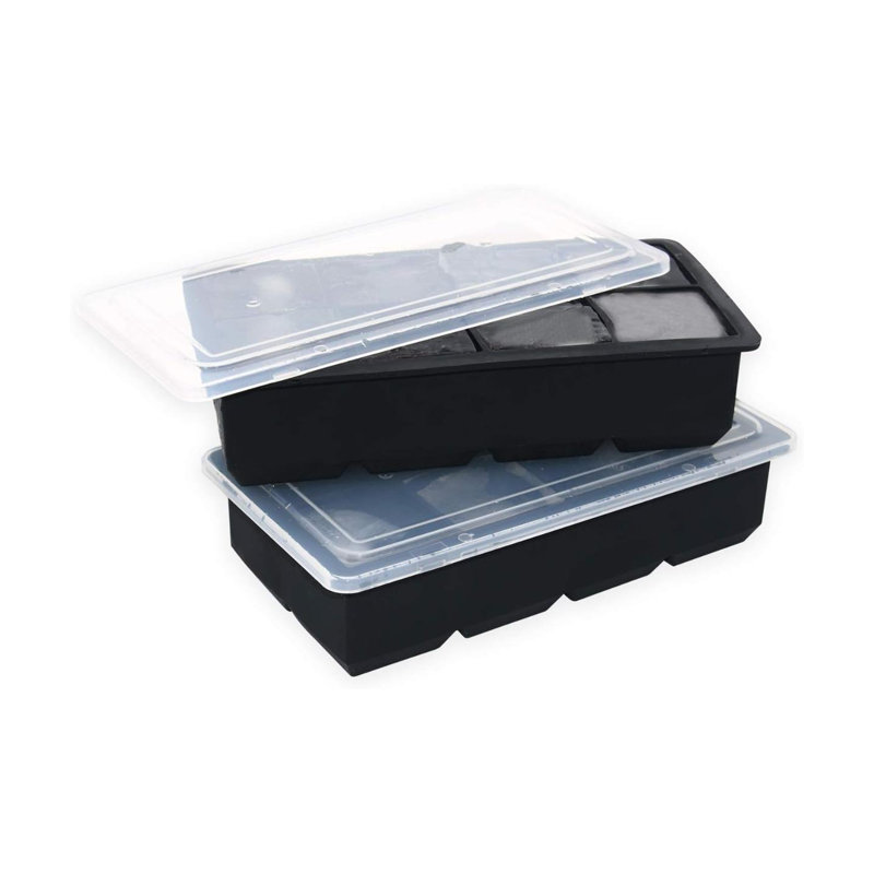 Large Ice Cube Trays With Lid,2 Pack Stackable Large Ice Cube Moulds Make 16 Big Square Ice Cubes,Easy Release Silicone Ice Cube Tray For Cocktails,Whiskey,Soups And Frozen Treats