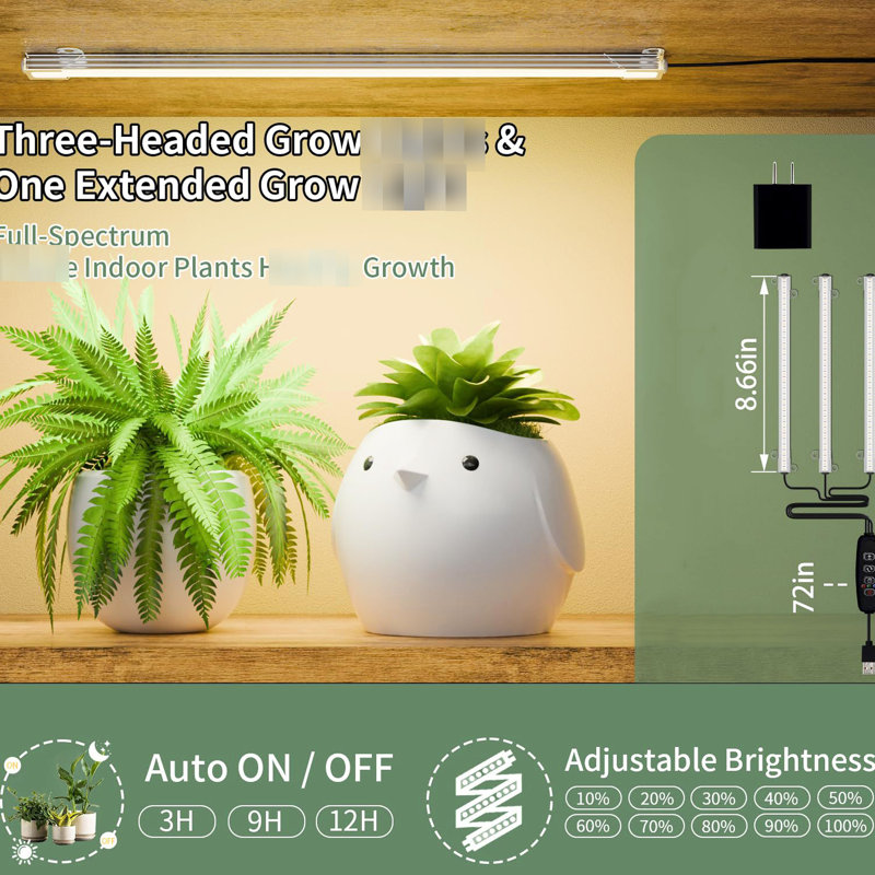 Support pour plante d'intérieur 8 lumières à 8 niveaux de 64 po de hauteur, grande tablette en métal pour plusieurs plantes, noyer prudent + décor noir pour tout espace