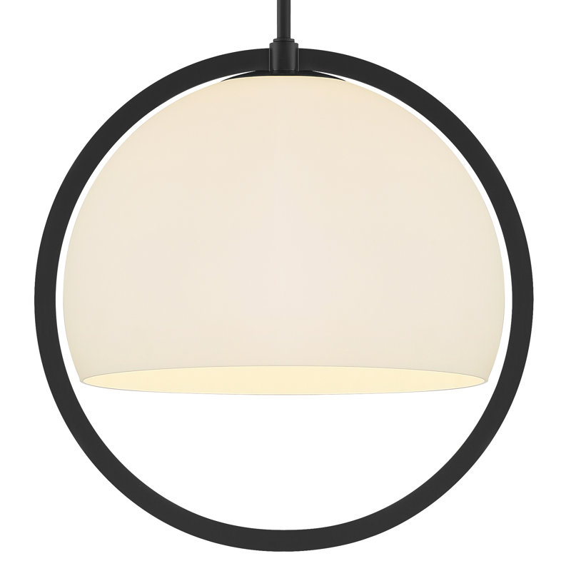 Luminaire suspendu en forme de dôme à 1 lumière Bailen, Noir mat, H 16,75 po x l 16 po x P 16 po