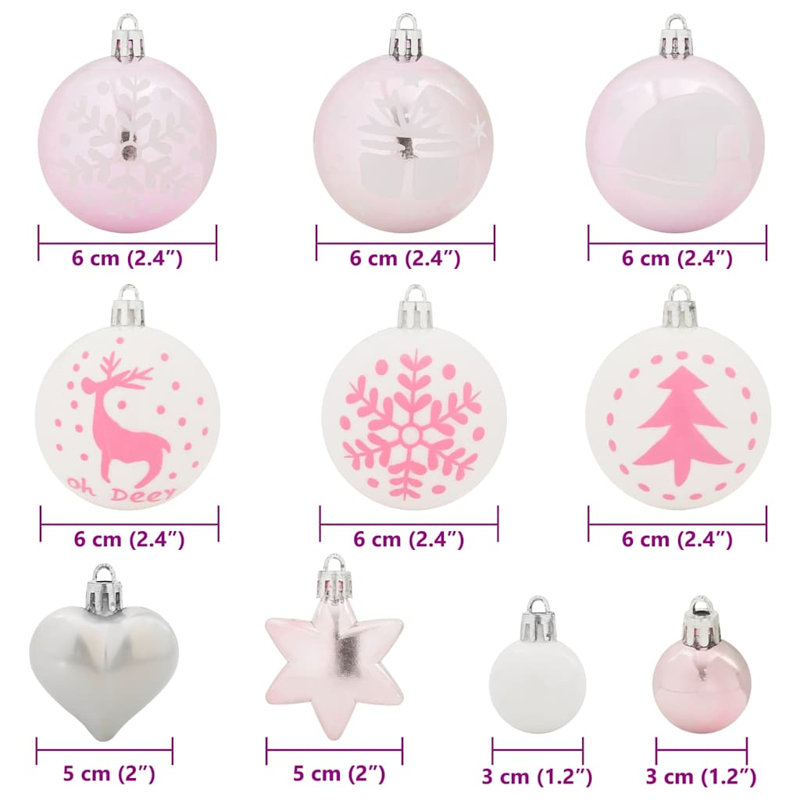 vidaXL Christmas Bauble Plastic, White/Pink