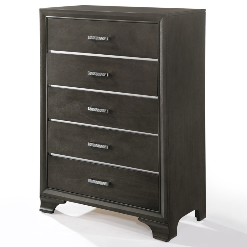 Commode rectangulaire à 5 tiroirs Howardville, Gris