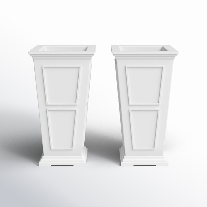 Boîte à fleurs Abram, Blanc / Blanc, 2, H 26 po x l 14,75 po x P 14,75 po