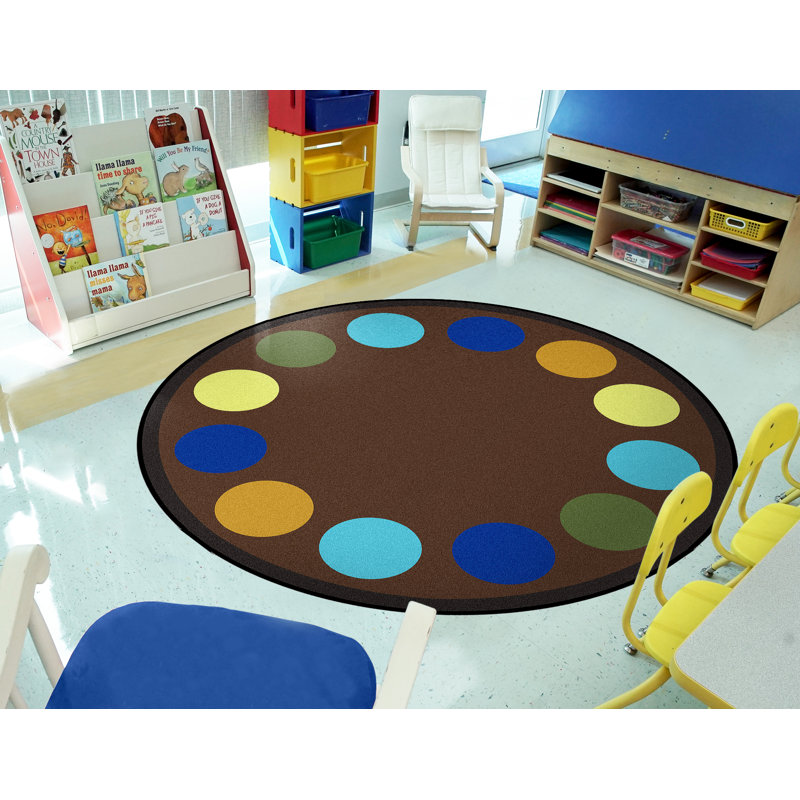 Tapis brun touffeté Lots of Dots, Rond 7 pi 7 po