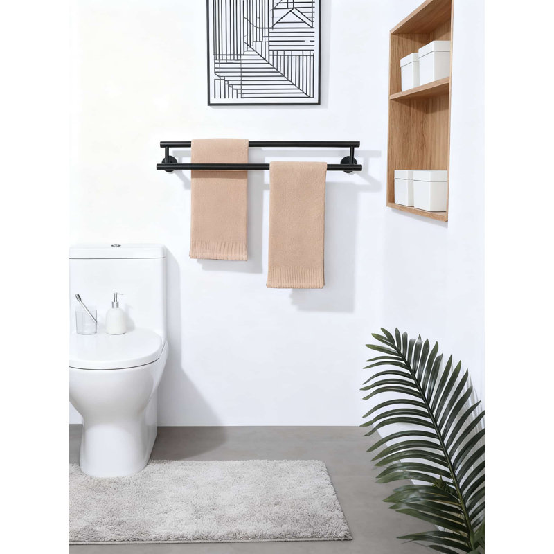 Porte-serviettes de salle de bain double mural en acier inoxydable SUS304 de 20 po avec finition noire matte pour usage intensif