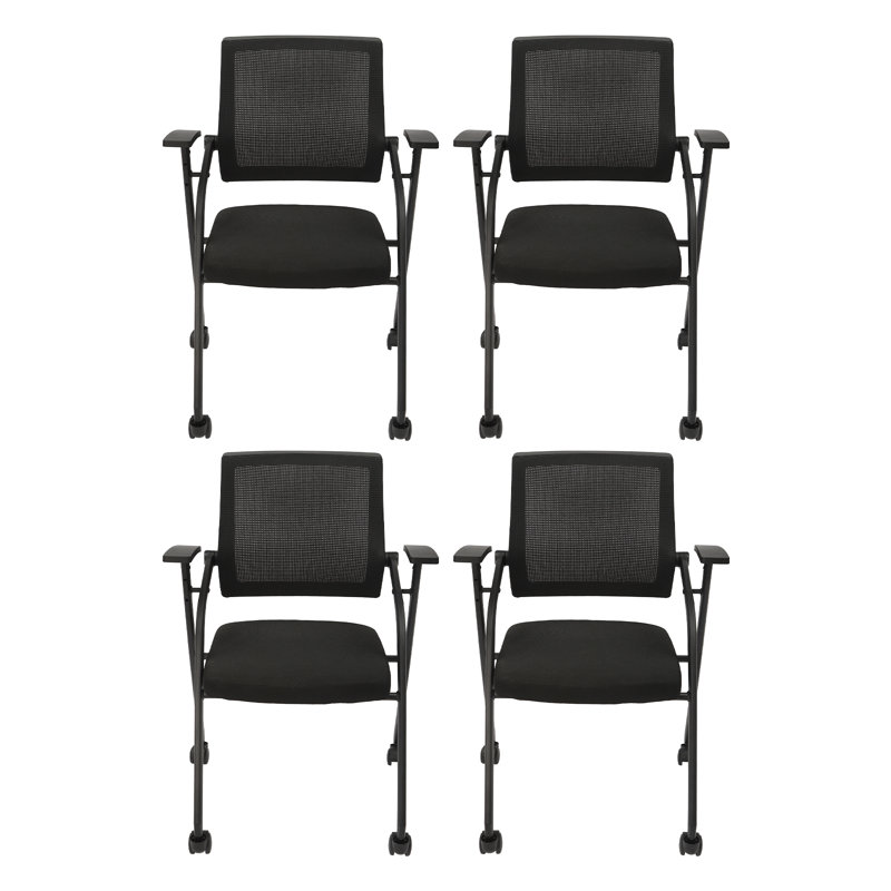 Conference Chair 4-Pack, Office Chair with Wheels, Ergonomic Breathable Backrest