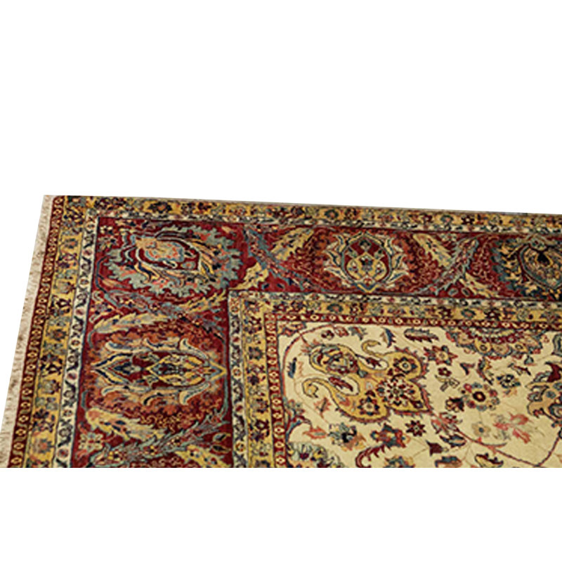 Wool Floral Area Rug in Cream