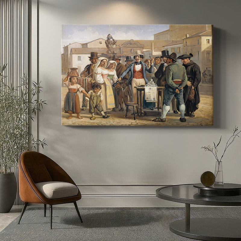 Scene from Roman Street Life (A Mountebank Selling His Wares)-Wilhelm Marstrand-Gallery Wrapped Canvas-1839, 40x60