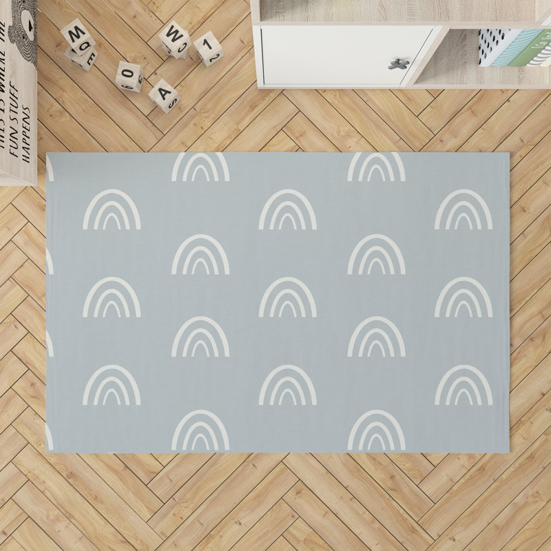 Plain Bows Kids Play Mat, Slate Blue/White, Rectangle 2' x 3'