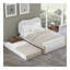 Lit plateforme double rembourré pleine grandeur avec pieds de support en bois et lit gigogne simple, blanc-562419112