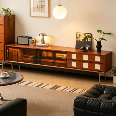 Retro Nut-Brown Solid Wood TV Stands