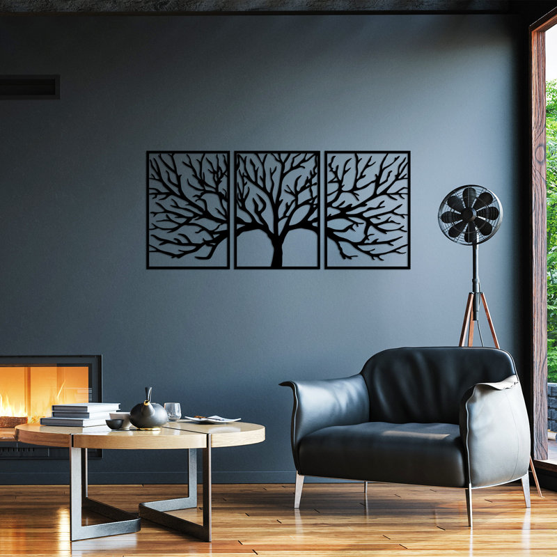 Accessoire mural décoratif en métal, H 28,7 po x l 20,9 po x P 0,6 po, Noir