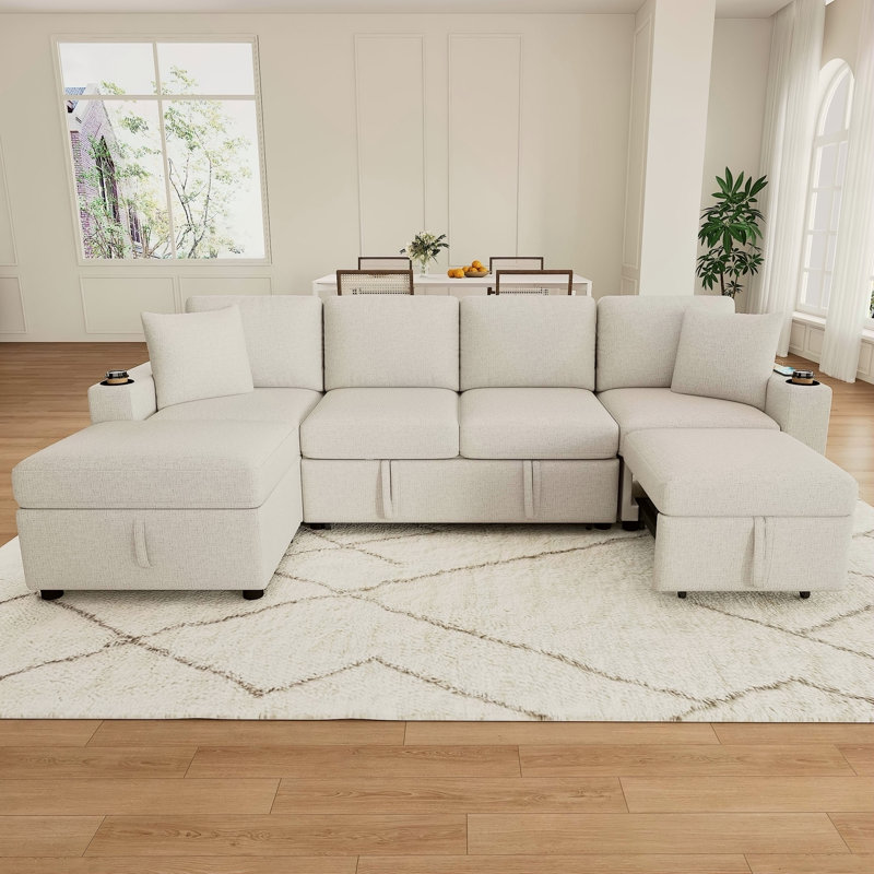 Canapé-lit convertible en L 109,1 po, Beige