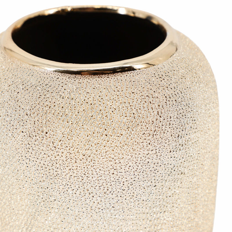 Natrona Decorative Vase Stoneware Ceramic Glam Teardrop Sculpture with Textured Surface and Modern Luxe Accent Design