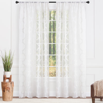 Geometric Semi Sheer Rod Pocket Curtain Panel