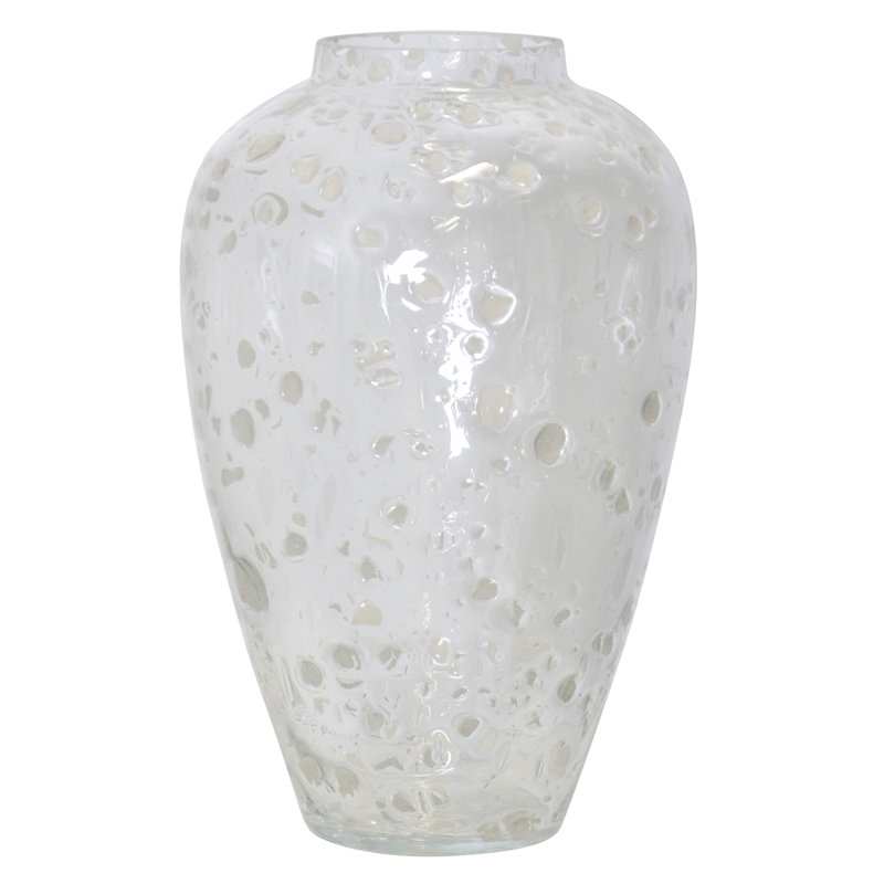 Reighna Vase - White and Clear, 13" H x 8" W x 8" D