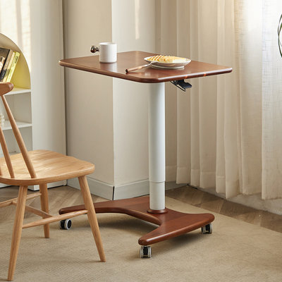 Nut-brown+White Rectangular Solid Wood+Aluminium Alloy End Table