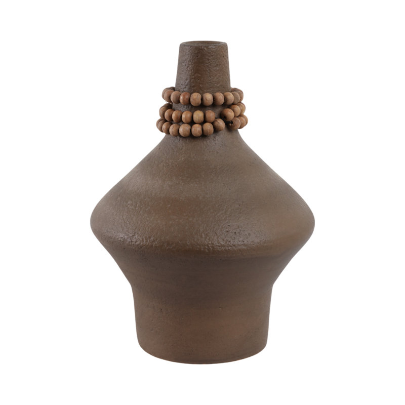 Tutwell Small Vase With Wood Beads, Brwn, 12" H x 10" W x 10" D