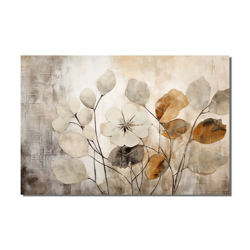 «Beige Botanical Impressions III - Abstract Botanicals», reproduction d'art sur toile