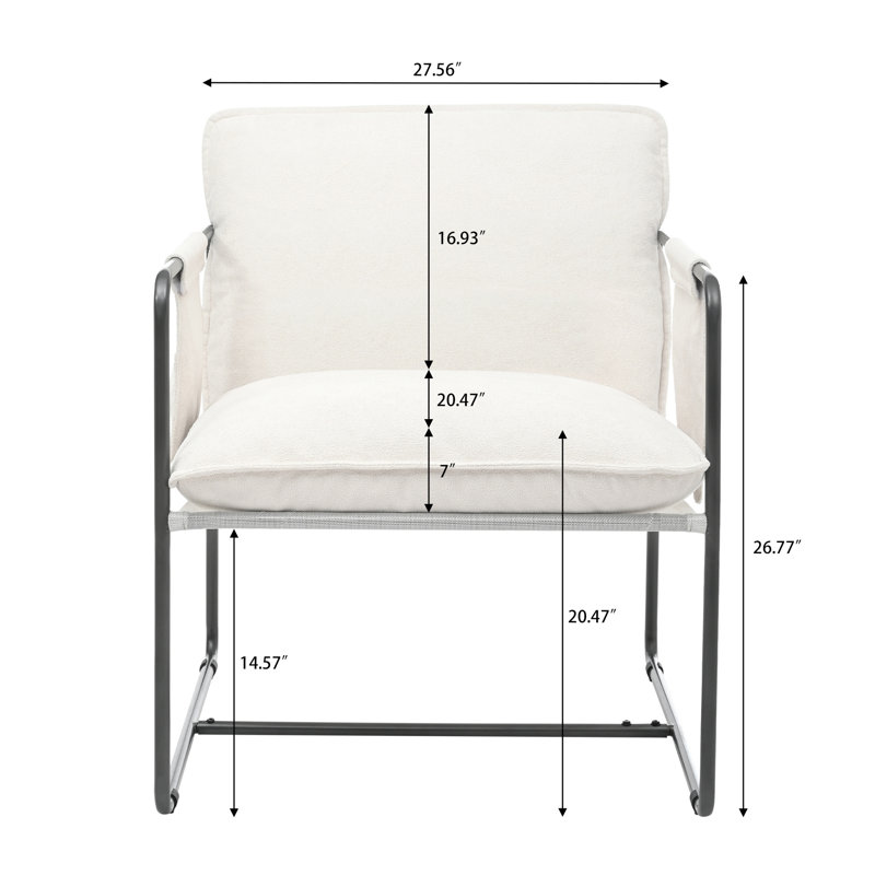 Ensemble de 2 fauteuils avec structure en métal et poches latérales, Blanc