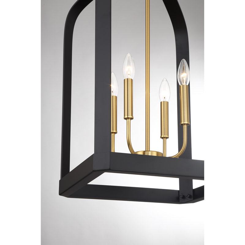 Lustre en cage à oiseaux 4 lumières Kenmore, Noir, H 32 po x l 15 po x P 15 po, Quatre lumières