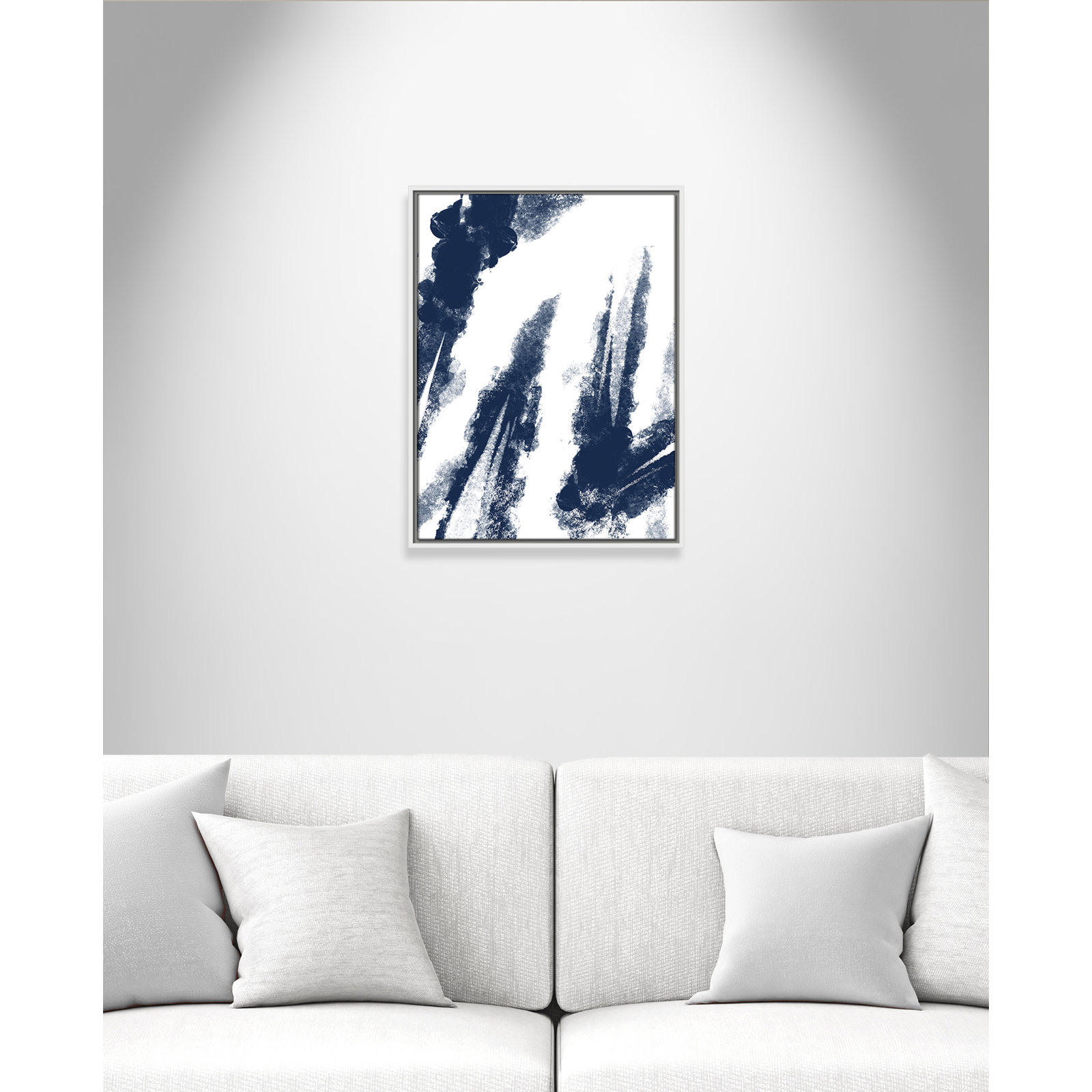 Ferne "Navy Striking Seams 2" Print, 25.5" H x 19.5" W x 2" D, White Framed Canvas