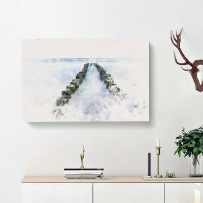 Breakwater In The Baltic Sea - Wrapped Canvas
