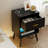 Modern Nightstand With Charging Station, LED Light, Drawer, And Open Shelf For Bedroom
