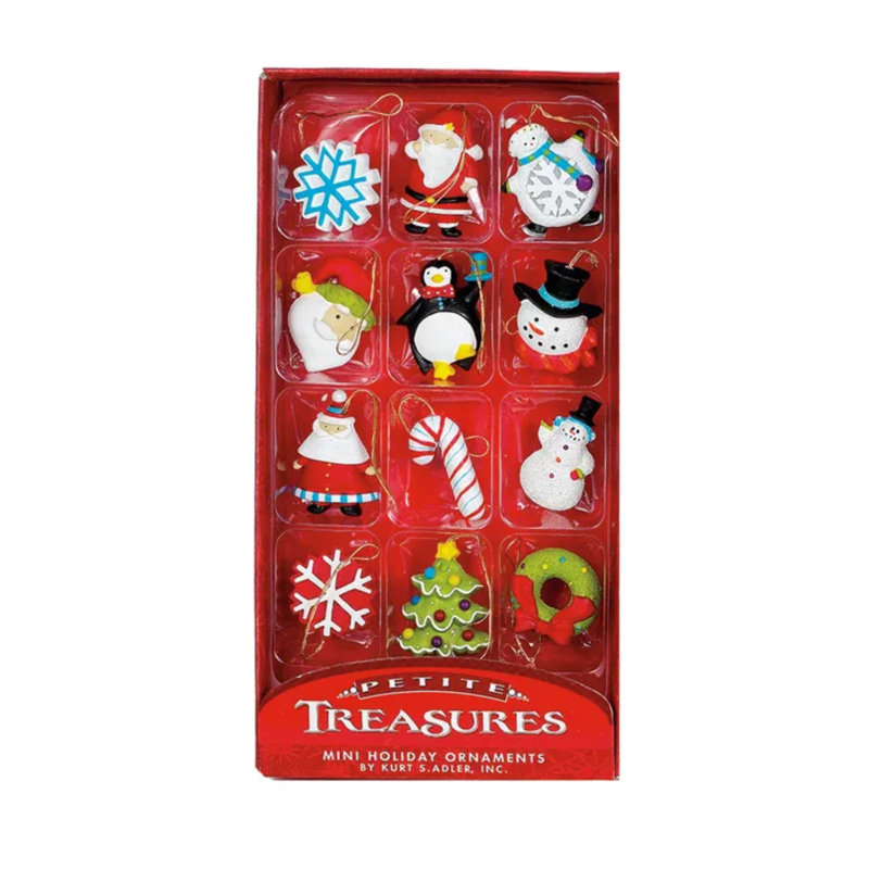 Petite Treasures Mini Resin Holiday Ornaments Set, 24-Piece
