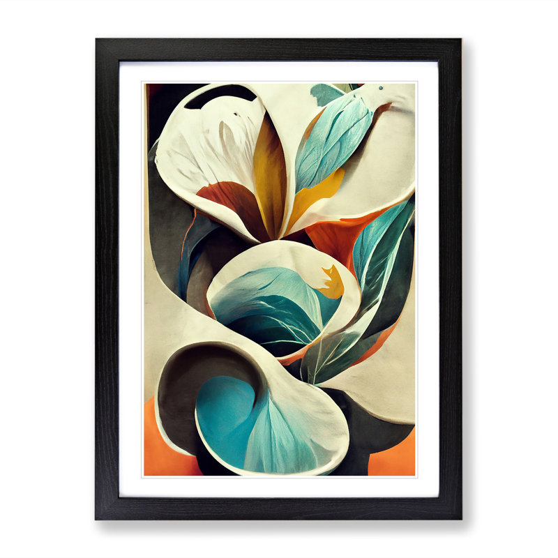 Stunning Abstract Flowers No.2 - Single Picture Frame Print, 64cm H x 46cm W x 2cm D, Black 
