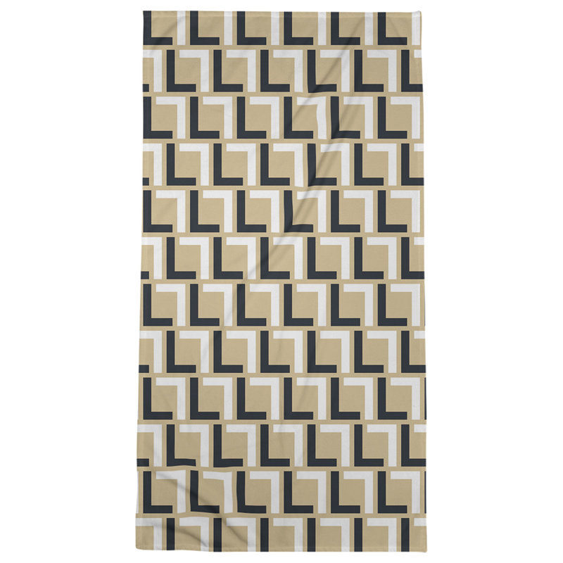 Bath Towel, Old Gold/Black/White
