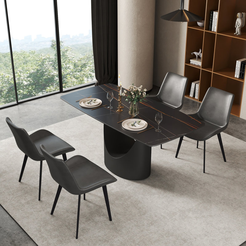 Table de salle à manger Aliyas, H 29,53 po x L 63 po x l 31,5 po, Noir, Noir