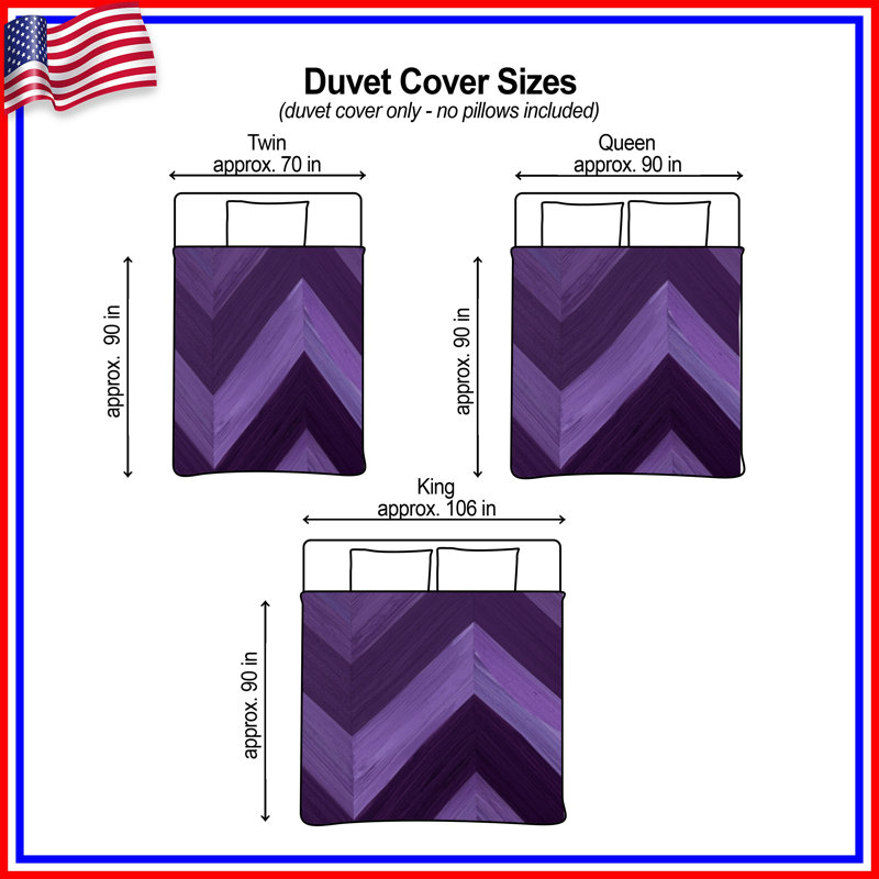 Housses de couette à motif de chevrons mauves, Très grand lit