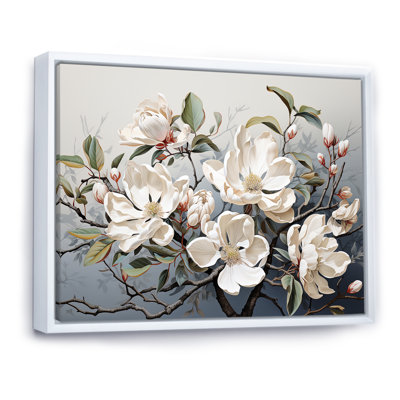 «Whispered Beige Magnolias Serenade I», art mural Magnolias