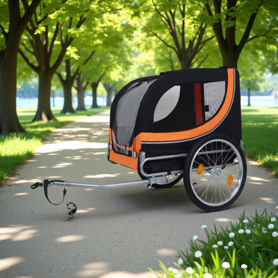 Grande remorque à vélo pliante pour chiens - transporteur tout-terrain d'une capacité de 66 lb, structure en acier durable pour le vélo, le jogging, le camping
