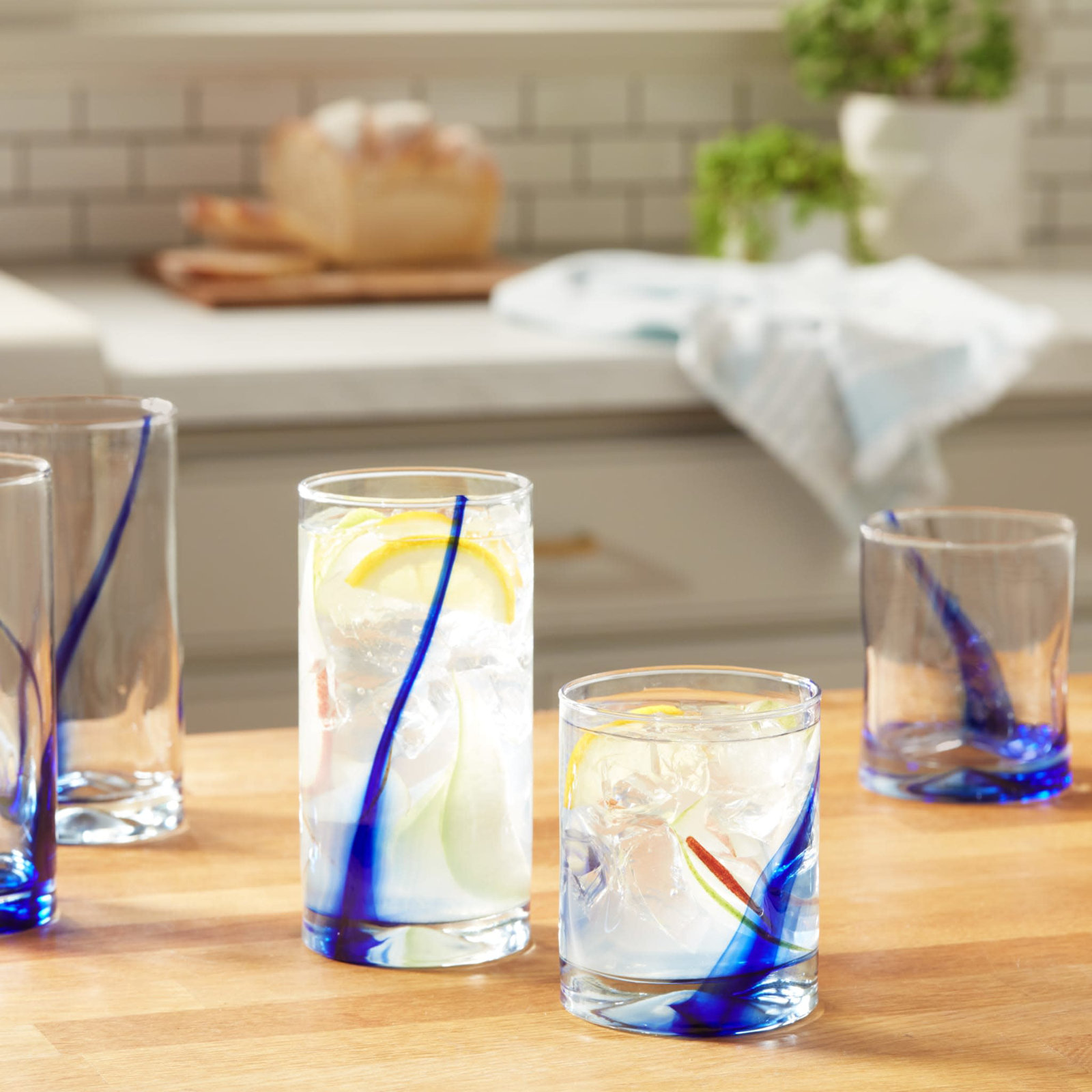 Blue Ribbon Drinking Glass