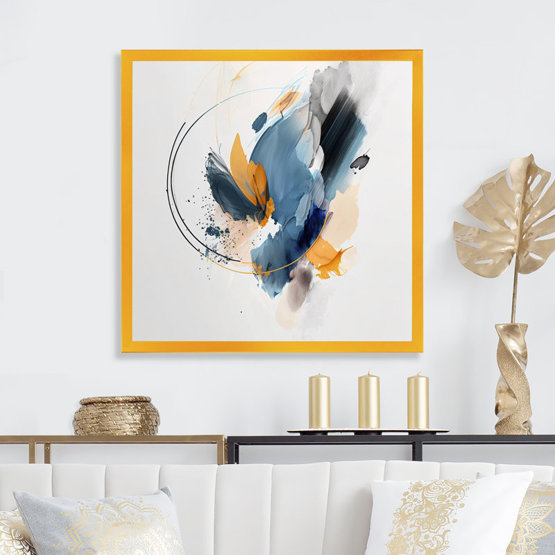 «Abstract Shapes Modern Artwork II», reproduction d'art sur toile abstraite, Encadrement doré, L 30 po x H 30 po