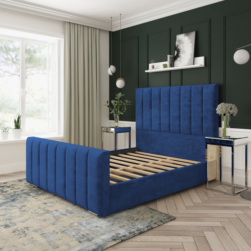 Upholstered Bed, Blue, Super King (6')
